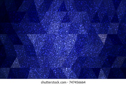 DARK BLUE vector christmas postcard low polygon background. Illustration consisting of triangles. Abstract triangular polygonal origami or crystal design of New Year celebration.