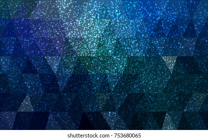 DARK BLUE vector christmas postcard low polygon background. Illustration consisting of triangles. Abstract triangular polygonal origami or crystal design of New Year celebration.