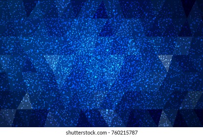 DARK BLUE vector christmas postcard low polygon background. Illustration consisting of triangles. Abstract triangular polygonal origami or crystal design of New Year celebration.