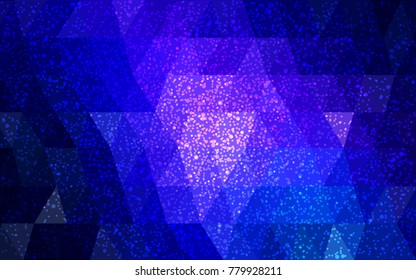 DARK BLUE vector christmas postcard low polygon background. Illustration consisting of triangles. Abstract triangular polygonal origami or crystal design of New Year celebration.
