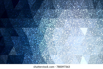 DARK BLUE vector christmas postcard low polygon background. Illustration consisting of triangles. Abstract triangular polygonal origami or crystal design of New Year celebration.