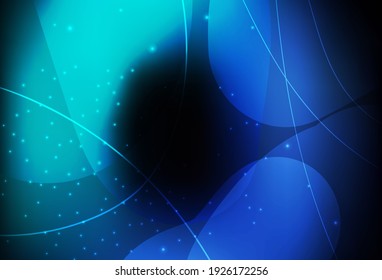 Círculos vectoriales oscuros de AZUL, líneas con gradiente colorido sobre fondo abstracto. Ilustración con un conjunto de círculos abstractos de colores brillantes. Fondo de escritorio para un teléfono móvil.