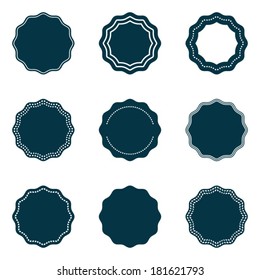 Dark blue vector collection of round vintage labels