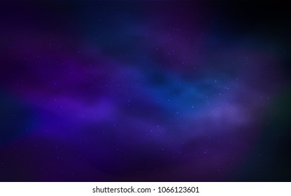 Dark BLUE vector cover with astronomical stars. Glitter abstract illustration with colorful cosmic stars. Smart design for your business advert.