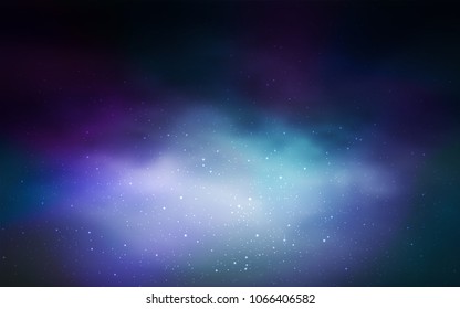 Dark BLUE vector cover with astronomical stars. Shining colored illustration with bright astronomical stars. Pattern for futuristic ad, booklets.