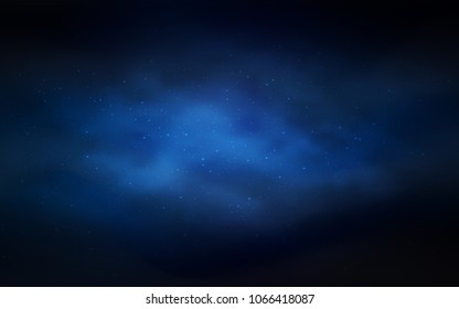 Dark BLUE vector cover with astronomical stars. Shining colored illustration with bright astronomical stars. Template for cosmic backgrounds.