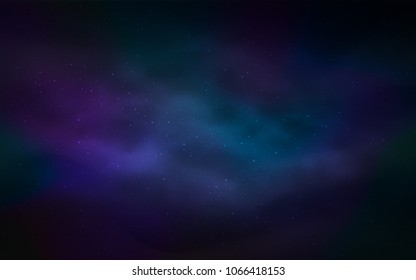 Dark BLUE vector cover with astronomical stars. Blurred decorative design in simple style with galaxy stars. Pattern for astronomy websites.
