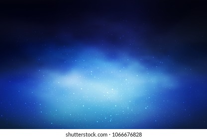 Dark BLUE vector cover with astronomical stars. Shining colored illustration with bright astronomical stars. Smart design for your business advert.