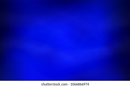 Dark BLUE vector cover with astronomical stars. Shining colored illustration with bright astronomical stars. Smart design for your business advert.