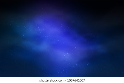 Dark BLUE vector cover with astronomical stars. Shining illustration with sky stars on abstract template. Smart design for your business advert.