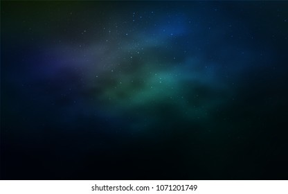 Dark BLUE vector cover with astronomical stars. Shining illustration with sky stars on abstract template. Best design for your ad, poster, banner.
