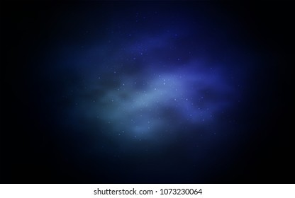 Dark BLUE vector cover with astronomical stars. Space stars on blurred abstract background with gradient. Template for cosmic backgrounds.