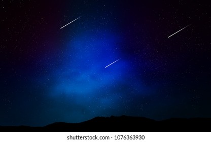 Dark BLUE vector cover with astronomical stars. Space stars on blurred abstract background with gradient. Pattern for futuristic ad, booklets.