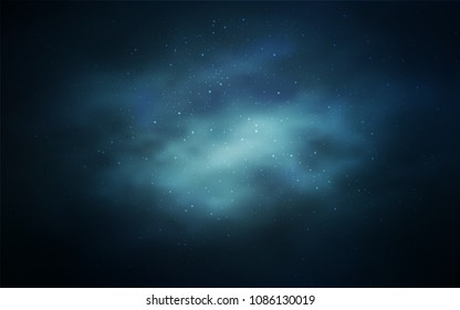 Dark BLUE vector cover with astronomical stars. Shining colored illustration with bright astronomical stars. Pattern for astronomy websites.