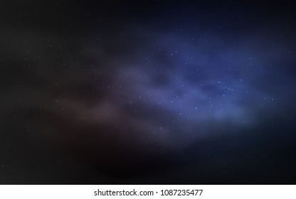 Dark BLUE vector cover with astronomical stars. Glitter abstract illustration with colorful cosmic stars. Best design for your ad, poster, banner.