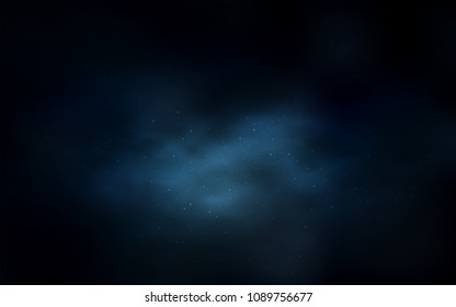 Dark BLUE vector cover with astronomical stars. Shining illustration with sky stars on abstract template. Pattern for futuristic ad, booklets.
