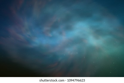 Dark BLUE vector cover with astronomical stars. Shining colored illustration with bright astronomical stars. Best design for your ad, poster, banner.