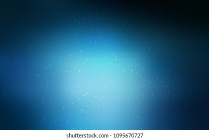 Dark BLUE vector cover with astronomical stars. Space stars on blurred abstract background with gradient. Smart design for your business advert.