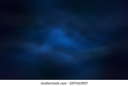 Dark BLUE vector cover with astronomical stars. Glitter abstract illustration with colorful cosmic stars. Best design for your ad, poster, banner.