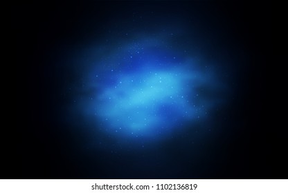 Dark BLUE vector cover with astronomical stars. Blurred decorative design in simple style with galaxy stars. Smart design for your business advert.