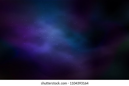 Dark BLUE vector cover with astronomical stars. Blurred decorative design in simple style with galaxy stars. Best design for your ad, poster, banner.