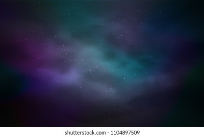 Dark BLUE vector cover with astronomical stars. Shining illustration with sky stars on abstract template. Pattern for futuristic ad, booklets.