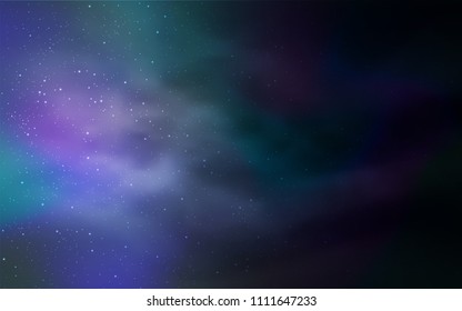 Dark BLUE vector cover with astronomical stars. Space stars on blurred abstract background with gradient. Pattern for futuristic ad, booklets.