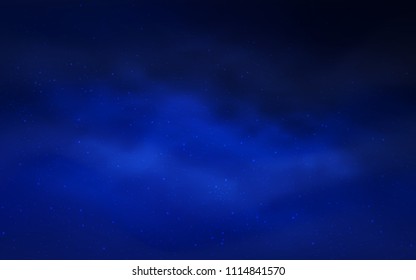 Dark BLUE vector cover with astronomical stars. Shining illustration with sky stars on abstract template. Pattern for astronomy websites.