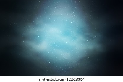 Dark BLUE vector cover with astronomical stars. Space stars on blurred abstract background with gradient. Smart design for your business advert.