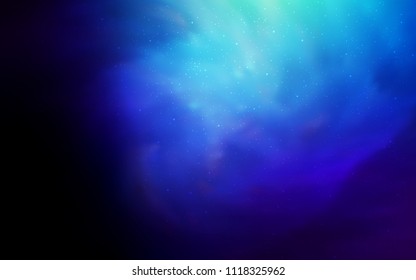 Dark BLUE vector cover with astronomical stars. Blurred decorative design in simple style with galaxy stars. Smart design for your business advert.
