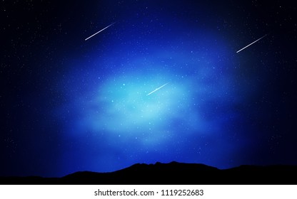 Dark BLUE vector cover with astronomical stars. Glitter abstract illustration with colorful cosmic stars. Best design for your ad, poster, banner.