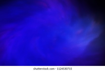 Dark BLUE vector cover with astronomical stars. Shining illustration with sky stars on abstract template. Pattern for futuristic ad, booklets.