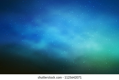 Dark BLUE vector cover with astronomical stars. Blurred decorative design in simple style with galaxy stars. Best design for your ad, poster, banner.