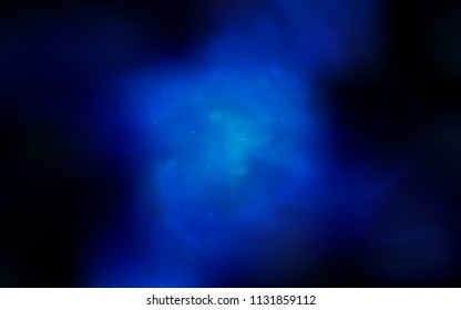 Dark BLUE vector cover with astronomical stars. Space stars on blurred abstract background with gradient. Pattern for futuristic ad, booklets.