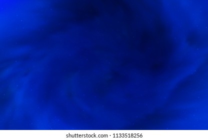 Dark BLUE vector cover with astronomical stars. Space stars on blurred abstract background with gradient. Pattern for futuristic ad, booklets.