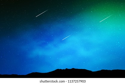 Dark BLUE vector cover with astronomical stars. Space stars on blurred abstract background with gradient. Best design for your ad, poster, banner.