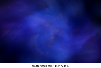 Dark BLUE vector cover with astronomical stars. Shining colored illustration with bright astronomical stars. Pattern for futuristic ad, booklets.