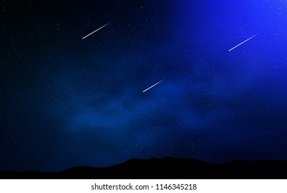 Dark BLUE vector cover with astronomical stars. Space stars on blurred abstract background with gradient. Smart design for your business advert.
