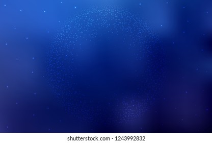 Dark BLUE vector cover with astronomical stars. Shining illustration with sky stars on abstract template. Pattern for astrology websites.