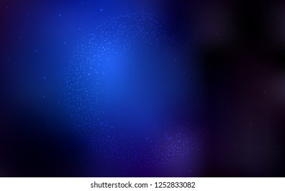 Dark BLUE vector cover with astronomical stars. Space stars on blurred abstract background with gradient. Pattern for futuristic ad, booklets.