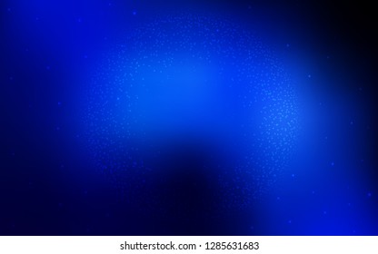 Dark BLUE vector cover with astronomical stars. Space stars on blurred abstract background with gradient. Pattern for futuristic ad, booklets.