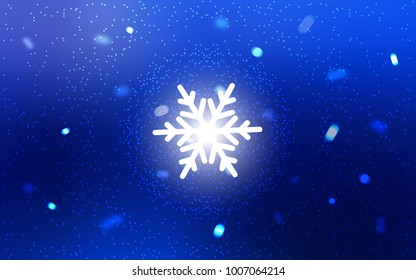 Dark BLUE vector cover with beautiful snowflakes. Blurred decorative design in xmas style with snow. The template can be used as a new year background.
