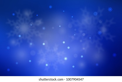 Dark BLUE vector cover with beautiful snowflakes. Glitter abstract illustration with crystals of ice. The pattern can be used for year new  websites.