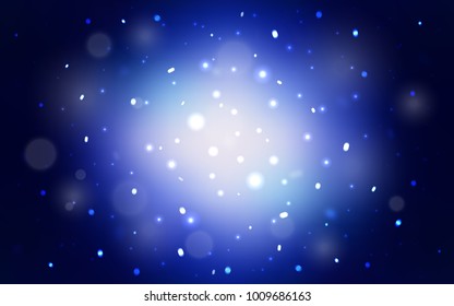 Dark BLUE vector cover with beautiful snowflakes. Shining colored illustration with snow in christmas style. The template can be used as a new year background.