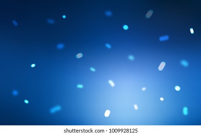 Dark BLUE vector cover with beautiful snowflakes. Snow on blurred abstract background with gradient. The template can be used as a new year background.