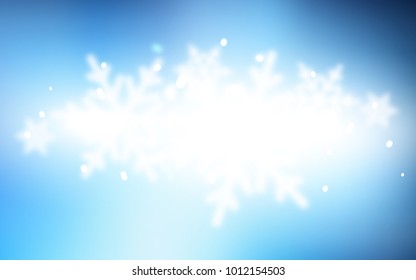 Dark BLUE vector cover with beautiful snowflakes. Decorative shining illustration with snow on abstract template. The pattern can be used for new year ad, booklets.