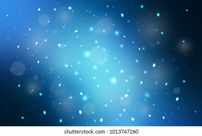 Dark BLUE vector cover with beautiful snowflakes. Glitter abstract illustration with crystals of ice. New year design for your business advert.