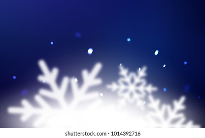Dark BLUE vector cover with beautiful snowflakes. Shining colored illustration with snow in christmas style. The pattern can be used for new year leaflets.