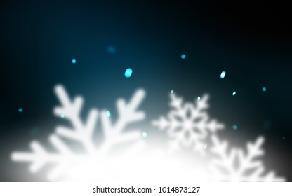Dark BLUE vector cover with beautiful snowflakes. Glitter abstract illustration with crystals of ice. The pattern can be used for new year ad, booklets.