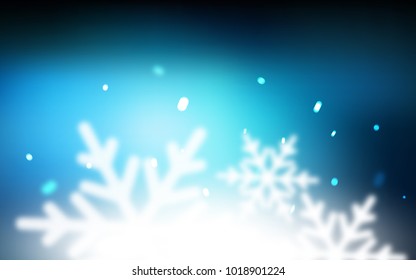 Dark BLUE vector cover with beautiful snowflakes. Decorative shining illustration with snow on abstract template. New year design for your business advert.